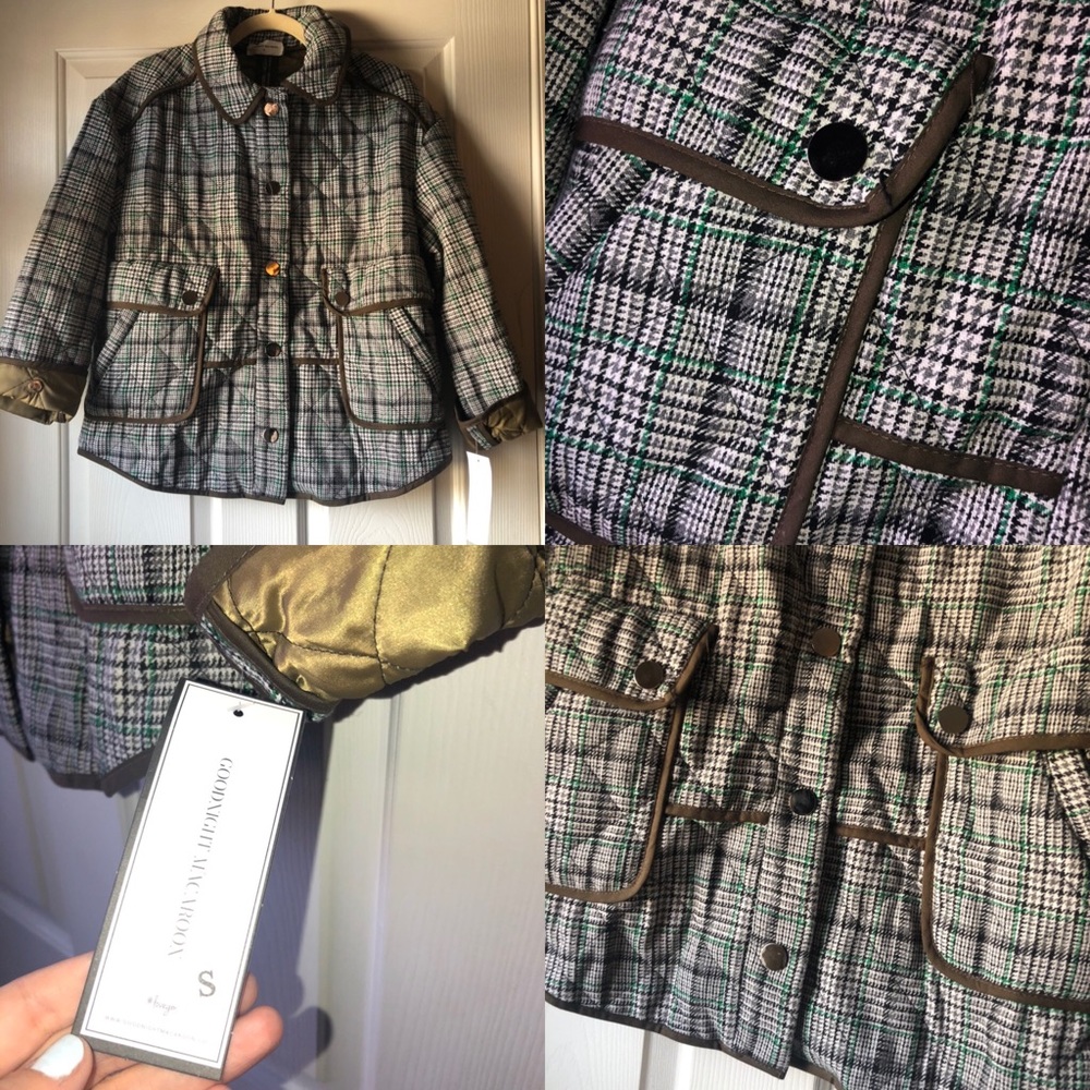 NWT Goodnight Macaroon Quilted Plaid Jacket